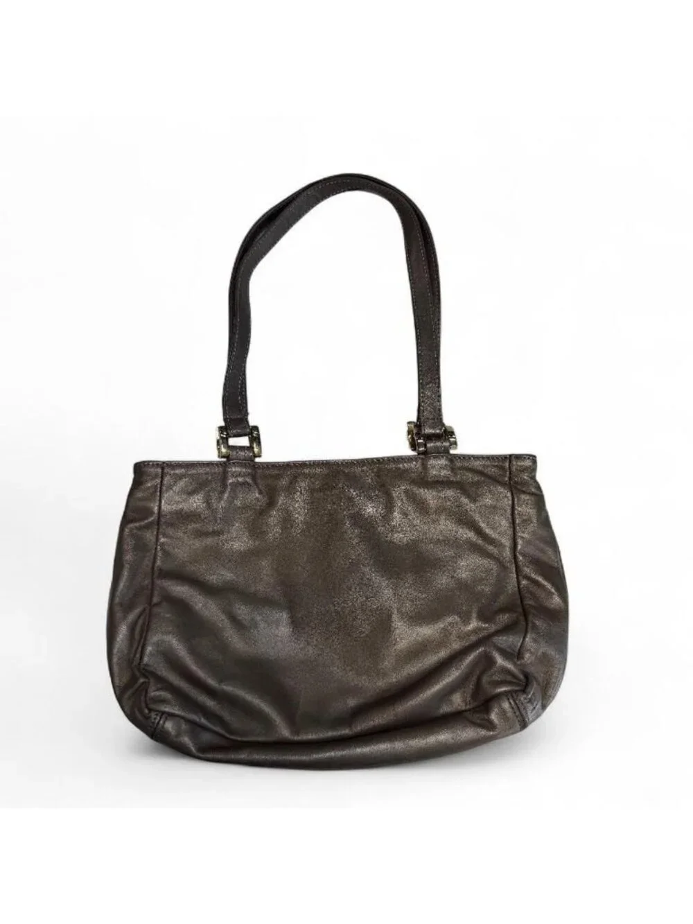 SAS Leather Hand Shoulder Bag Gray Made in USA Classic Casual Multi Compartment